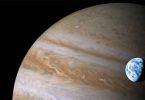 Tamaños comparativos de Júpiter y la Tierra
